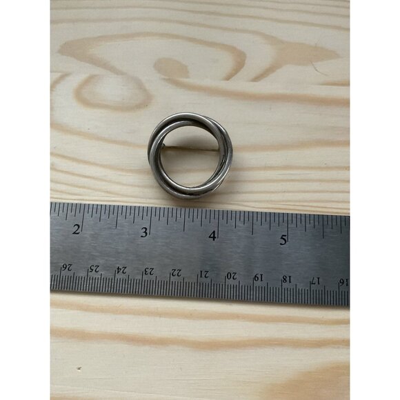 Sterling Silver Interlocking Circle Brooch Pin Jewelry - Picture 3 of 5